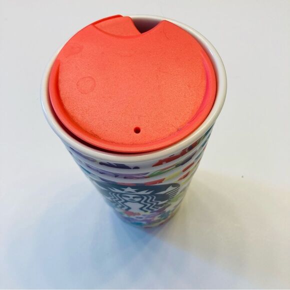 STARBUCKS 2016 Spring Floral Ceramic Travel Tumbler Flowers Mug Coffee Cup 10 Oz - Picture 2 of 7